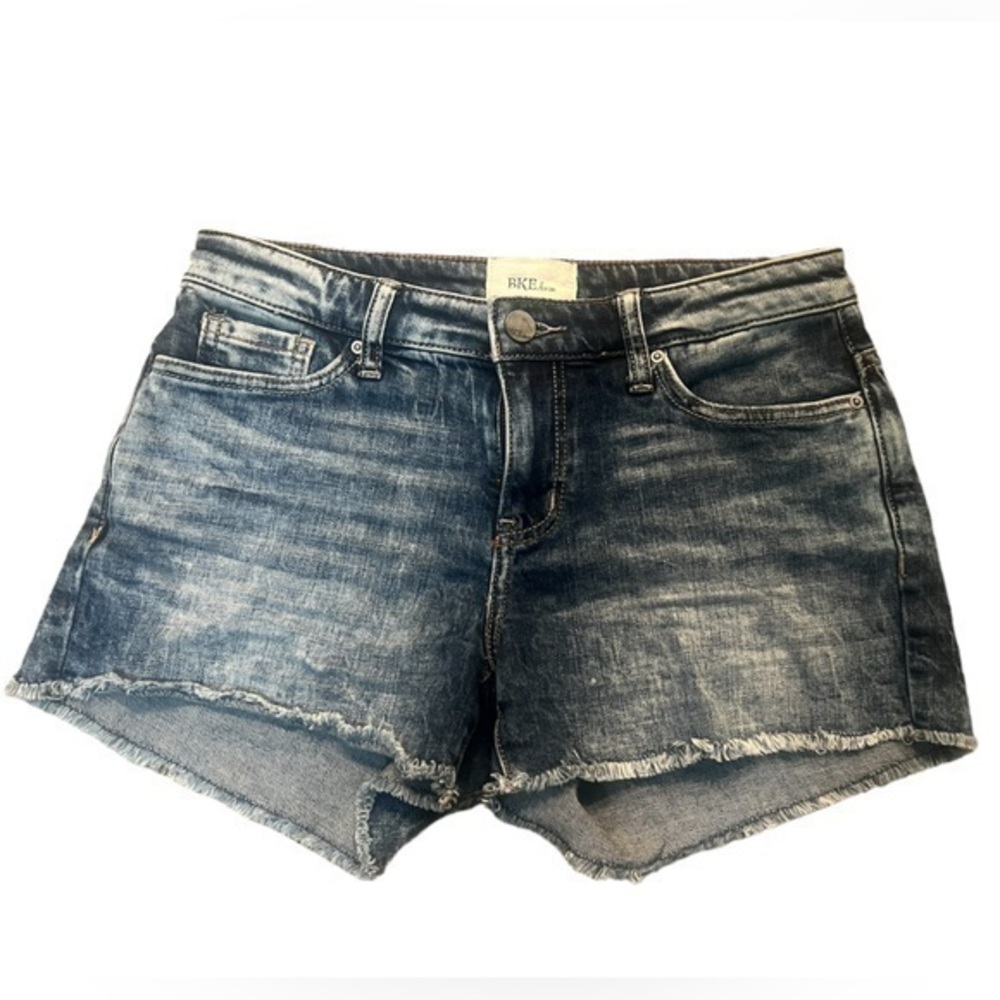 BKE Payton Frayed Denim White Washed Shorts Size 24